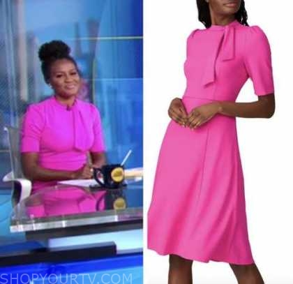 Good Morning America: December 2021 Janai Norman's Hot Pink Tie Neck ...