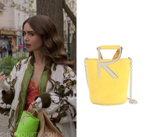 Emily in Paris: Season 2 Episode 3 Emily's Yellow Woven Leather Handle Bag