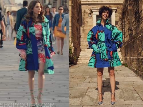 Emily in Paris: Season 2 Episode 10 Emily's Blue Printed Jacket | Shop ...