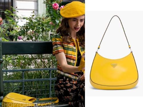 Emily in Paris: Season 2 Episode 3 Emily's Yellow Woven Leather Handle Bag