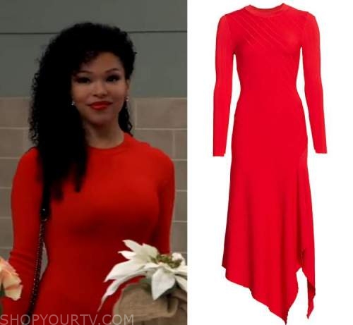 General Hospital: December 2021 Portia's Red Long Sleeve Dress | Shop ...