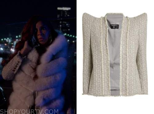 Chanel leather Jacket worn by Monet (Mary J. Blige) as seen in Power Book  II: Ghost TV series (Season 2 Episode 7)