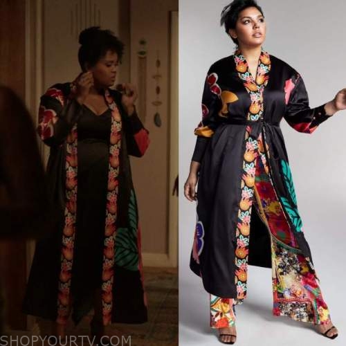 Insecure: Season 5 Episode 7 Kelli's Black & Pink Floral Robe | Fashion ...