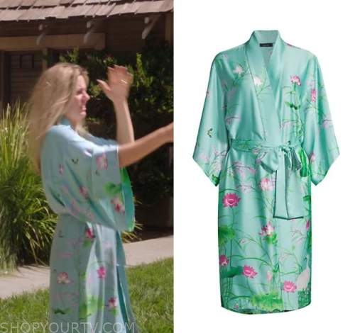 Natori Private Luxuries Satin Kimono Robe With Water Lily Design