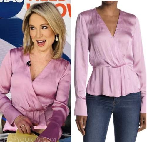 Good Morning America: January 2022 Amy Robach's Lilac Pink Peplum ...