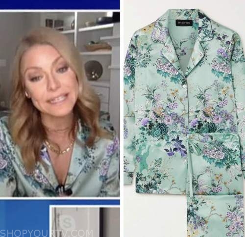 Live with Kelly and Ryan: January 2022 Kelly Ripa's Green Satin Floral ...