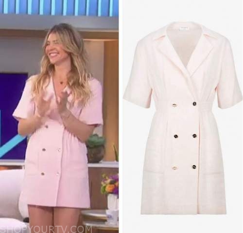 The Talk: January 2022 Amanda Kloots's Pink Double Breasted Mini Dress ...