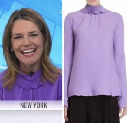 The Today Show: January 2022 Savannah Guthrie's Purple Mock Neck Blouse ...