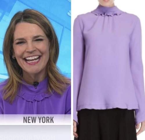 The Today Show: January 2022 Savannah Guthrie's Purple Mock Neck Blouse ...