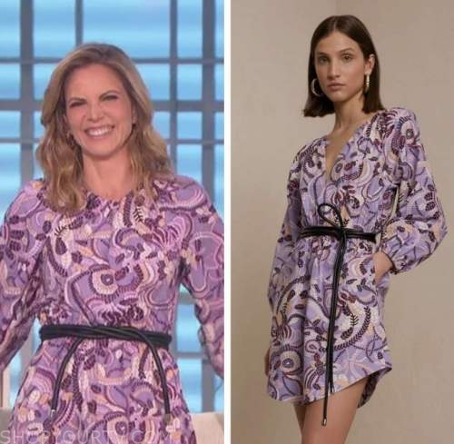 The Talk: January 2022 Natalie Morales's Purple and Pink Floral Dress ...