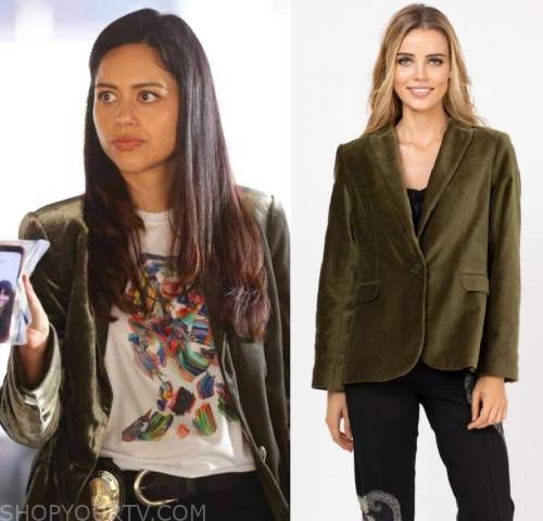 The Rookie: Season 4 Episode 11 Angela's Green Velvet Blazer | Shop Your TV