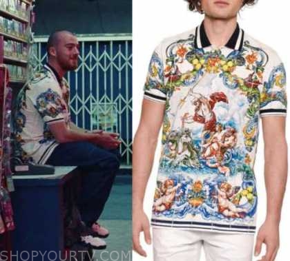 Euphoria Season 2 Episode 2 Fezco s White Printed Collared Shirt