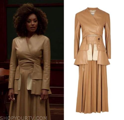 Power Book II Ghost: Season 2 Episode 7 Beige & Tan Leather Wrap Pleat ...