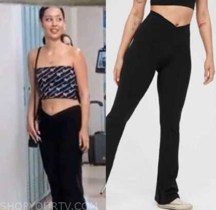 Euphoria: Season 2 Episode 3 Maddy's Black Flare Cross Front Leggings