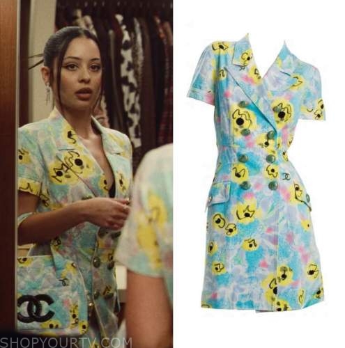 Euphoria: Season 2 Episode 2 Maddy's Black Off The Shoulder V Neck Dress