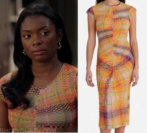 The Kings of Napa: Season 1 Episode 1 August's Orange Geo Print Midi ...