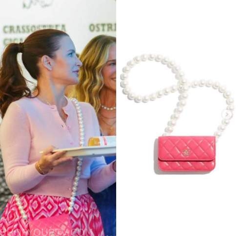 Pearl Pink Castle Rectangle Crossbody Purse 