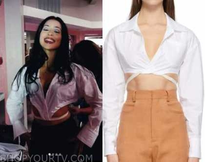 Marc Jacobs Devon Slip Dress in black worn by Maddy Perez (Alexa Demie) as  seen in Euphoria TV series wardrobe (S02E04)