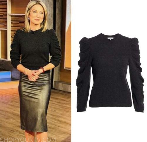 Good Morning America: February 2022 Amy Robach's Grey Puff Sleeve ...