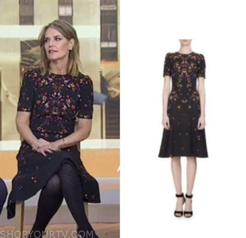 The Today Show: February 2022 Savannah Guthrie's Black Floral Dress ...