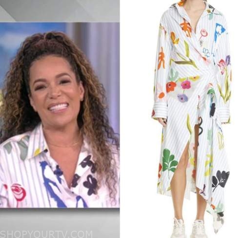 The View: February 2022 Sunny Hostin's Striped Floral Asymmetric Shirt ...