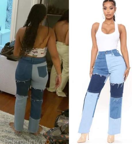 Summer House: Season 6 Episode 4 Mya's Denim Patchwork Jeans | Shop Your TV