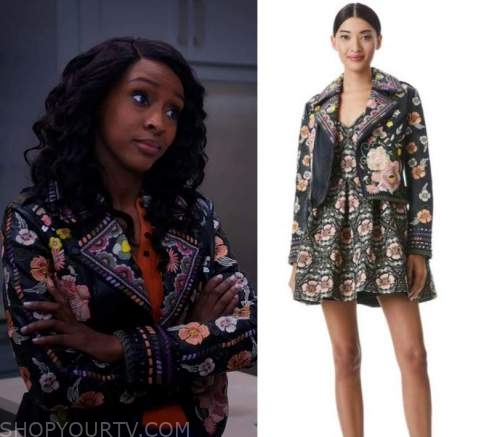 Sistas: Season 4 Episode 7 Karen's Floral Embroidered Leather Jacket ...