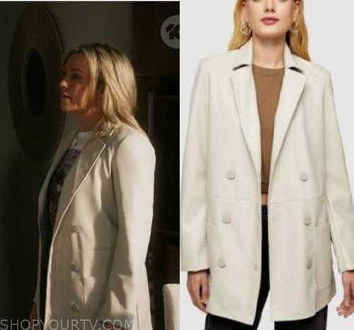 Neighbours: February 2022 Amy's White Leather Coat | Shop Your TV