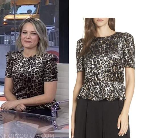 The Today Show: March 2022 Dylan Dreyer's Leopard Velvet Peplum Top ...