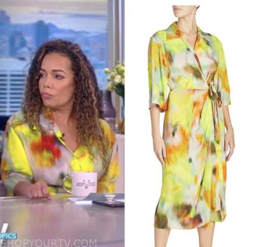 The View: March 2022 Sunny Hostin's Yellow Tie Dye Shirt Dress ...