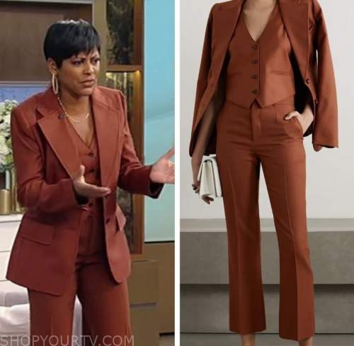 Tamron Hall Show: March 2022 Tamron Hall's Rust Brown Blazer, Vest, and ...