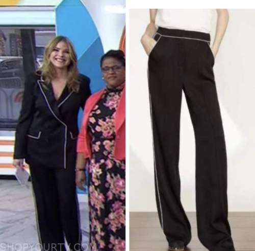 The Today Show: March 2022 Jenna Bush Hager's Black Satin Contrast Trim ...