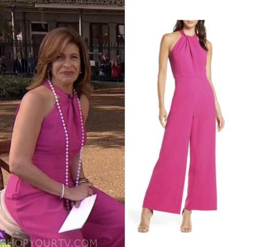 The Today Show: March 2022 Hoda Kotb's Pink Halter Twist Neck Jumpsuit ...