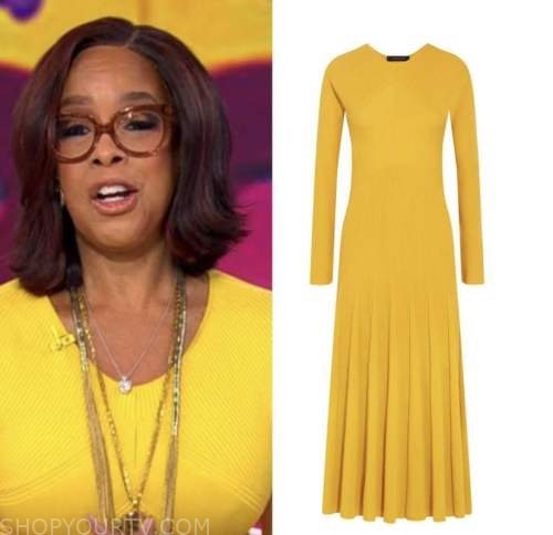 CBS Mornings: March 2022 Gayle King's Yellow Knit Pleated Midi Dress ...