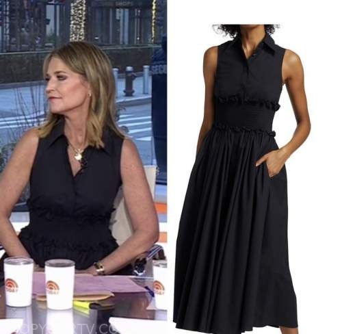 The Today Show: March 2022 Savannah Guthrie's Black Smocked Waist Midi ...