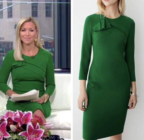 Fox and Friends: March 2022 Ainsley Earhardt's Green Sheath Dress ...