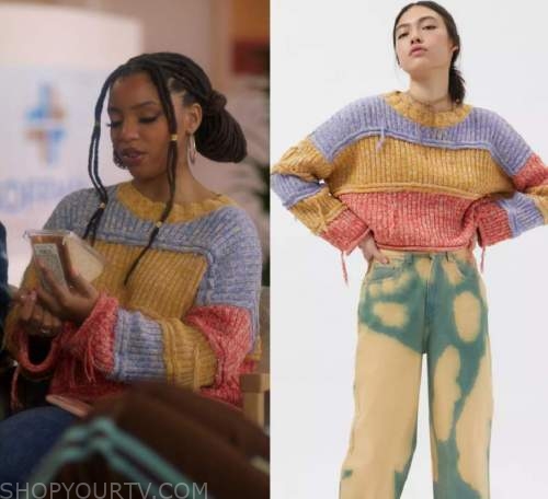 Grown-ish: Season 4 Episode 16 Jazlyn's Yellow Pink and Blue Striped ...