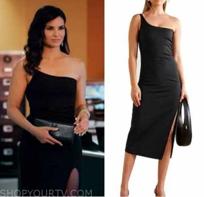 NCIS: Season 19 Episode 15 Jess' Black One Shoulder Slit Dress