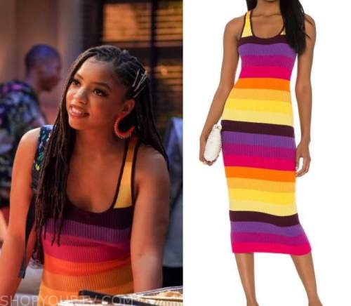 Grown-ish: Season 4 Episode 15 Jaz's Ribbed Rainbow Dress | Shop Your TV