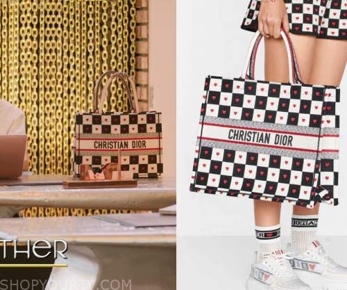 WornOnTV: Heather's heart print checkered tote bag on Selling Sunset, Heather Rae Young