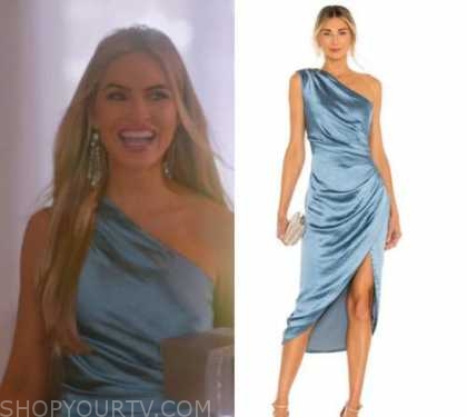 Selling Sunset: Season 5 Episode 3 Chrishell's Blue Satin Dress ...