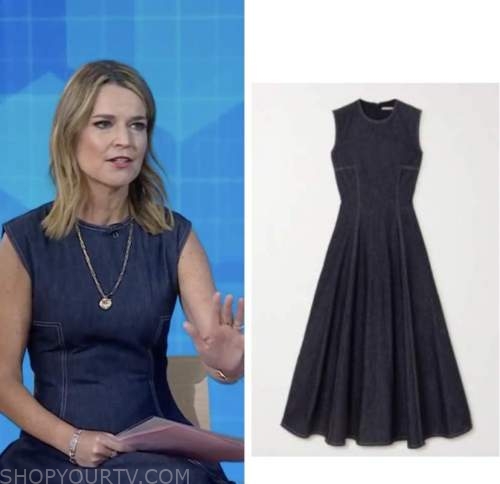 The Today Show: March 2022 Savannah Guthrie's Denim Sleeveless Flare ...