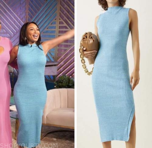 The Real: March 2022 Jeannie Mai's Blue Knit Midi Dress 