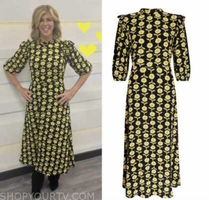 kate garraway yellow and black dress