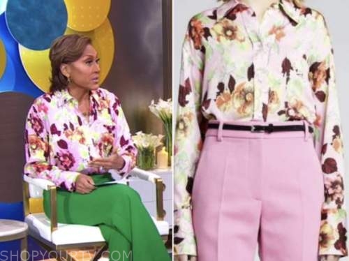 Good Morning America: April 2022 Robin Roberts's Pink Floral Shirt ...