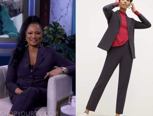 The Real: April 2022 Garcelle Beauvais's Purple Blazer and Pant Suit ...