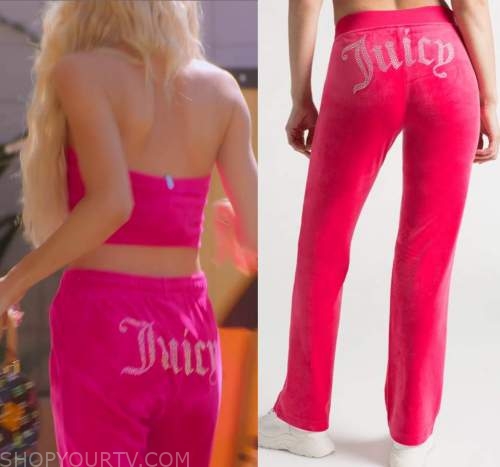 WornOnTV: Christine's pink velvet Juicy embellished top on Selling