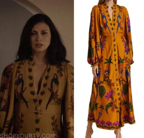 The Endgame: Season 1 Episode 7 Elena's Yellow Bird Print Maxi Dress ...