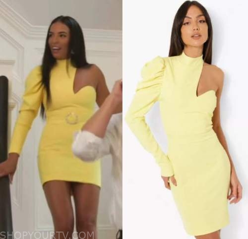 Summer House: Season 6 Episode 14 Danielle's Yellow Cut Out Neck Dress ...