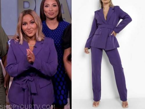 The Real: May 2022 Adrienne Bailon's Purple Blazer and Pant Suit | Shop ...
